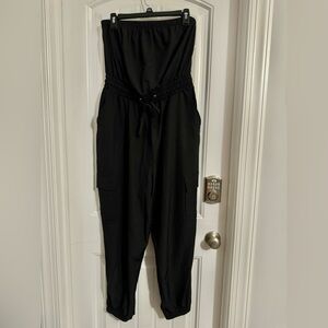 Great Mia Rose size 1X black strapless drawstring jogger style jumpsuit new plus